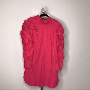 Hot pink rose sleeves dress